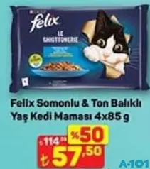 FELİX SOMONLU & TON BALIKLI YAŞ KEDİ MAMASI 4X85 G fiyat ve kampanya bilgisi